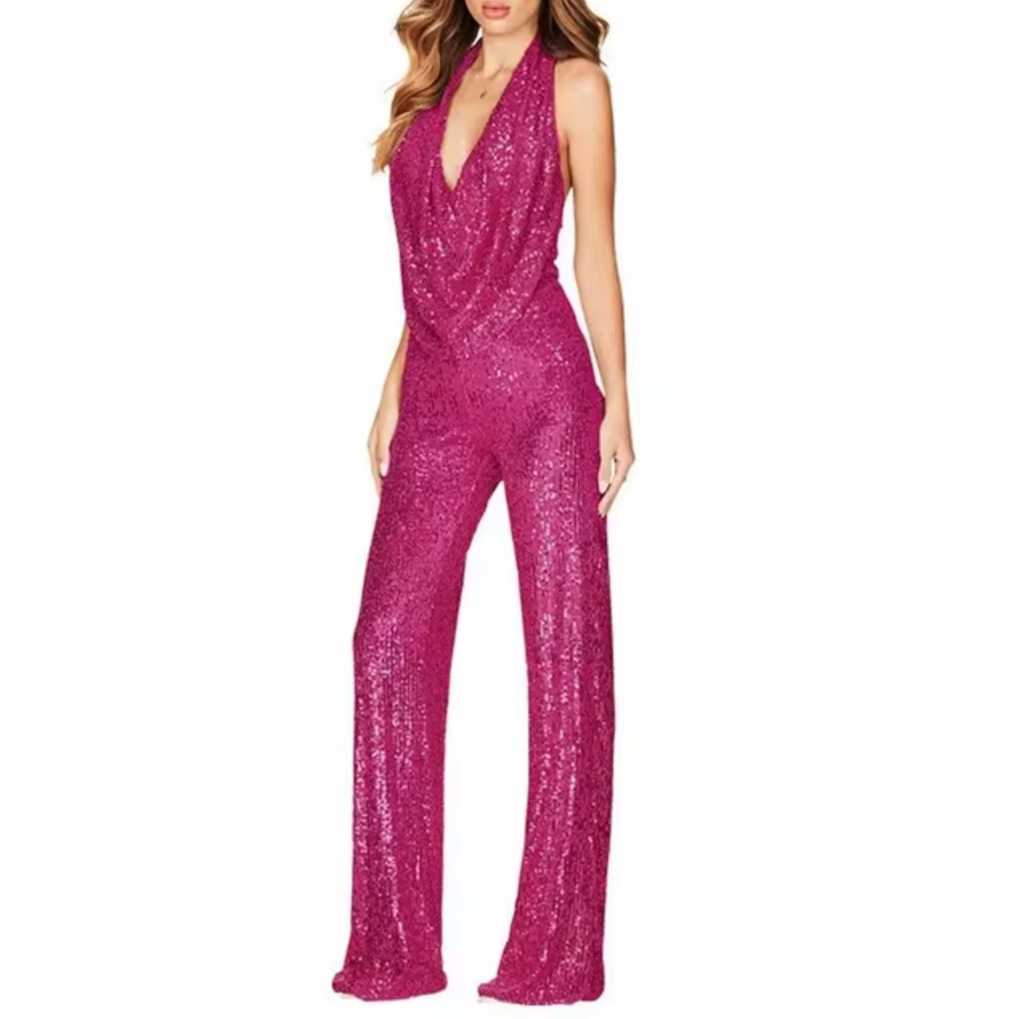 Elvira | Dame Paillet Halterneck Jumpsuit