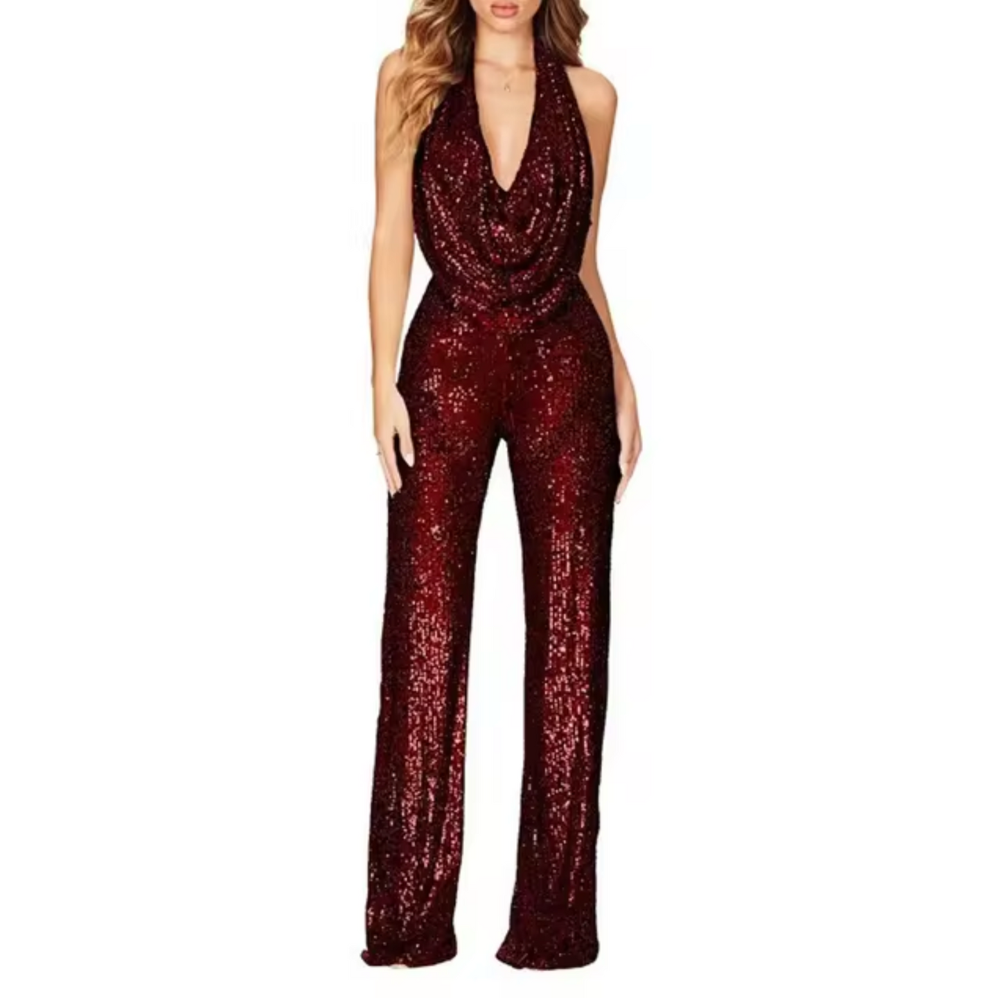 Elvira | Dame Paillet Halterneck Jumpsuit