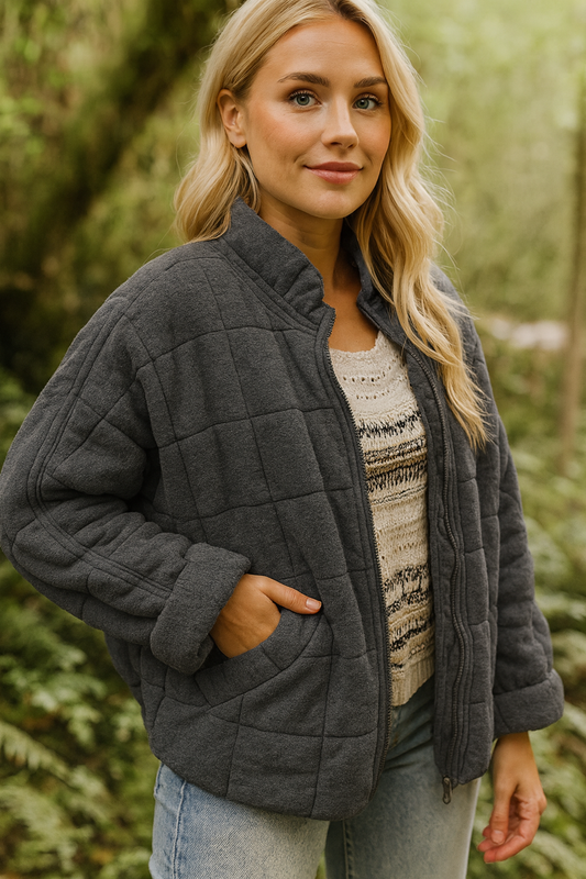 Alma | Quiltet Jakke til Dame med Lynlåslukning