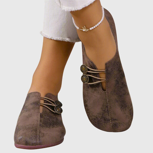 Nina | Kvinders Flade Sko Forår Slip-On Knap Casual