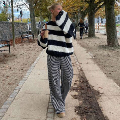 Jytte | Dame Bukser Forår Stribede Løs Pasform Afslappet