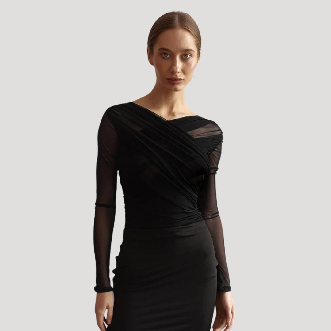 Kirsten | Dame Transparent Slå-Om Top Med Lange Ærmer Til Forår