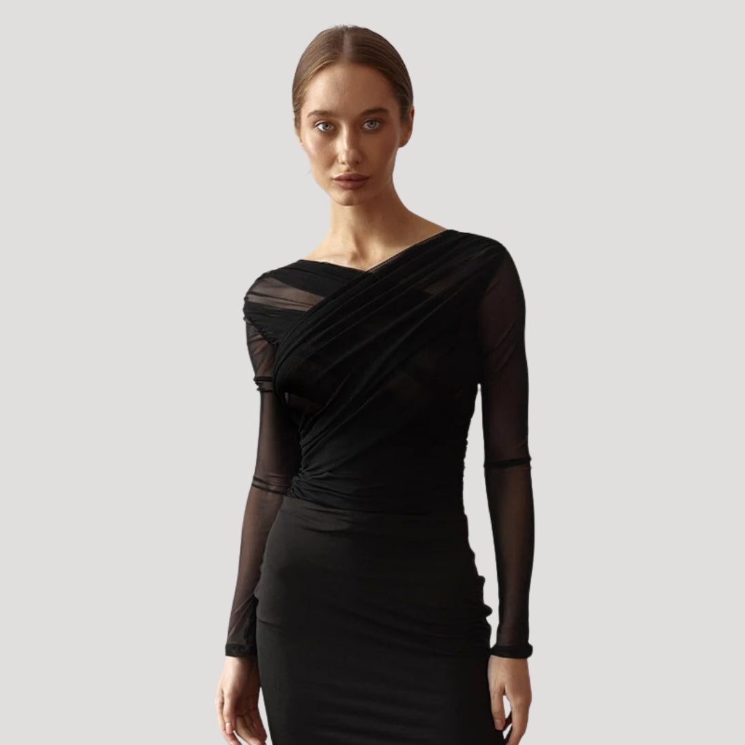 Kirsten | Dame Transparent Slå-Om Top Med Lange Ærmer Til Forår