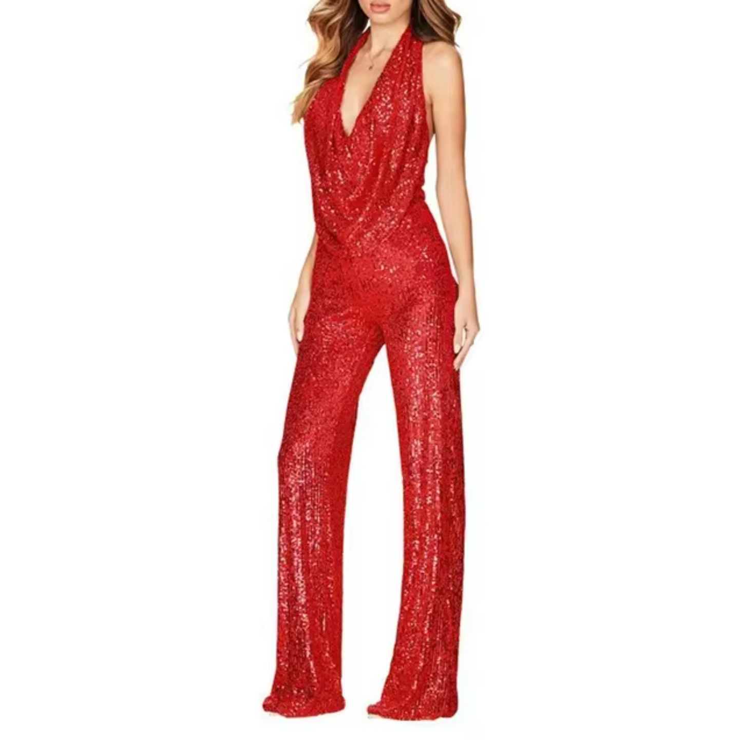 Elvira | Dame Paillet Halterneck Jumpsuit