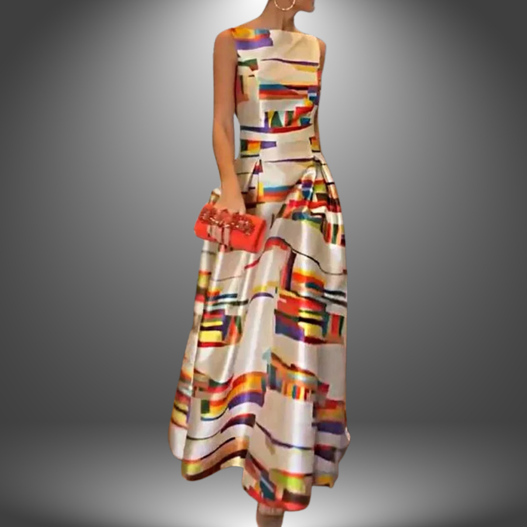 Birthe | Dame Maxi Kjole Med Colorblock Design