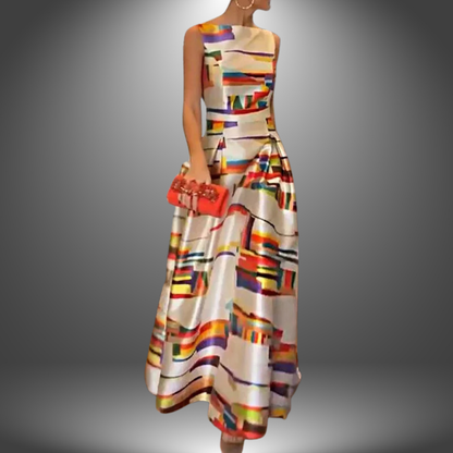 Birthe | Dame Maxi Kjole Med Colorblock Design