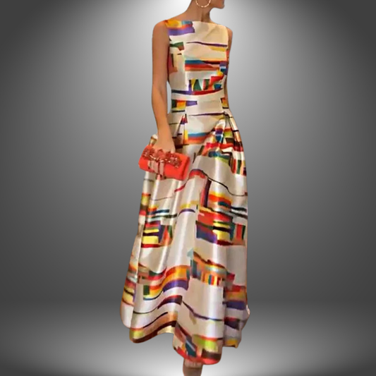 Birthe | Dame Maxi Kjole Med Colorblock Design