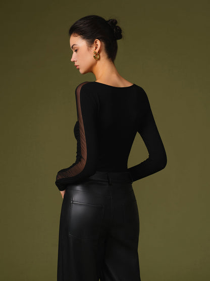 Lene | Dame T-Shirt Med Mesh Ærmer Til Forår