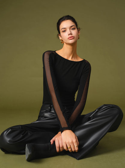 Lene | Dame T-Shirt Med Mesh Ærmer Til Forår