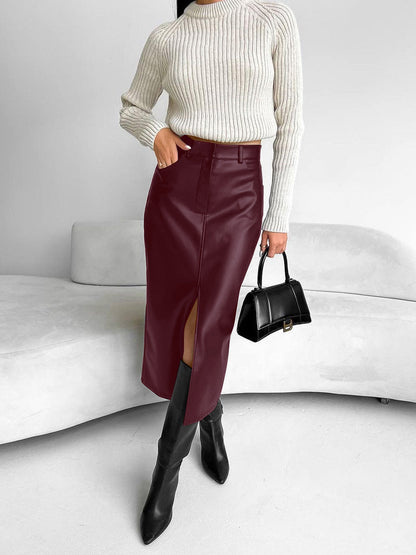 Dorte | Dame Midi Nederdel Med Slids Til Forår