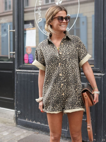Vibeke | Dame Casual Romper Med Leopardprint