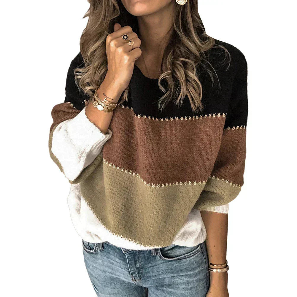 Signe | Dame Colorblock Sweater til Forår