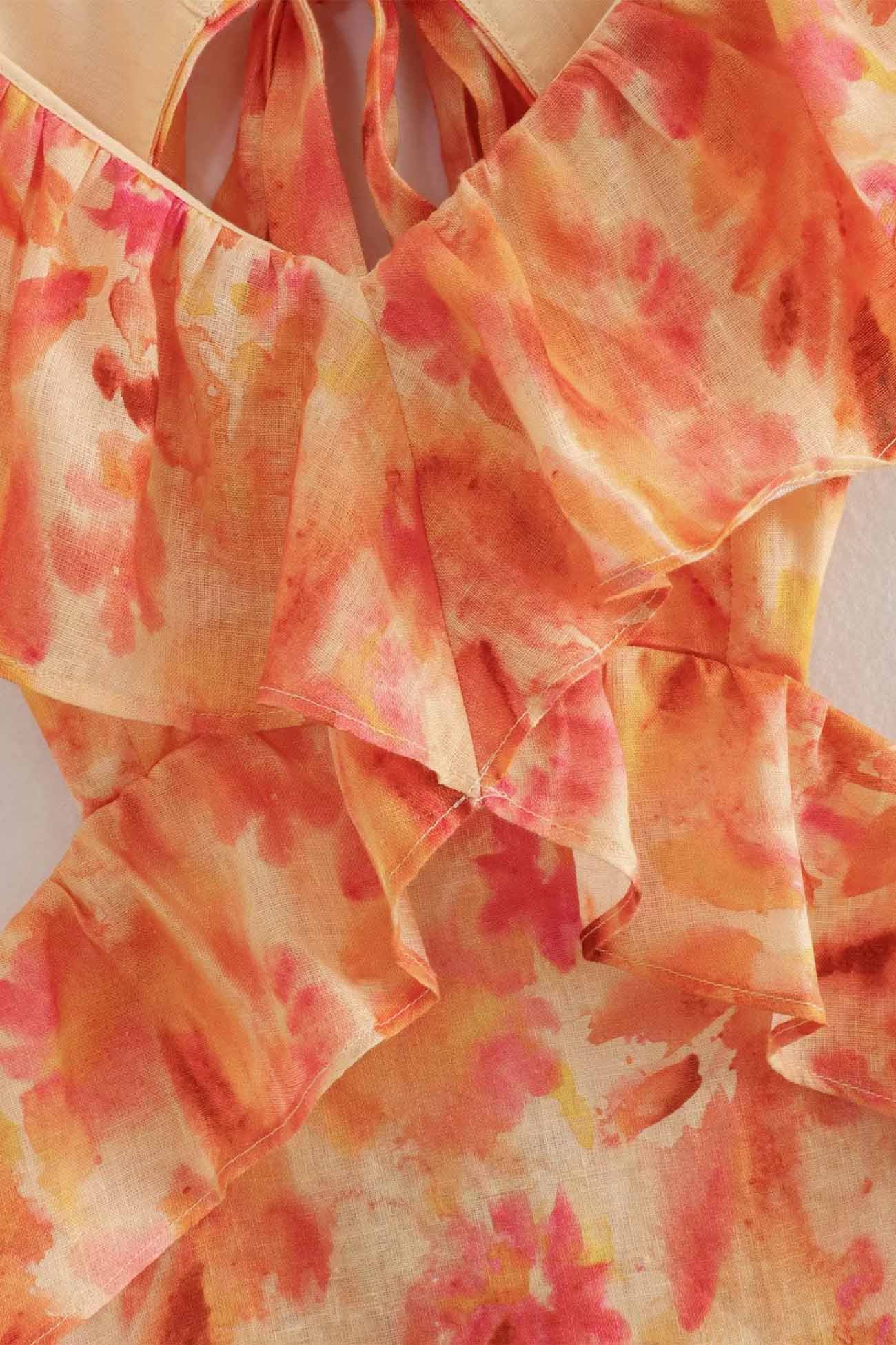 Mette | Dame Maxi Kjole Med Blomsterprint Og Flæsedetaljer