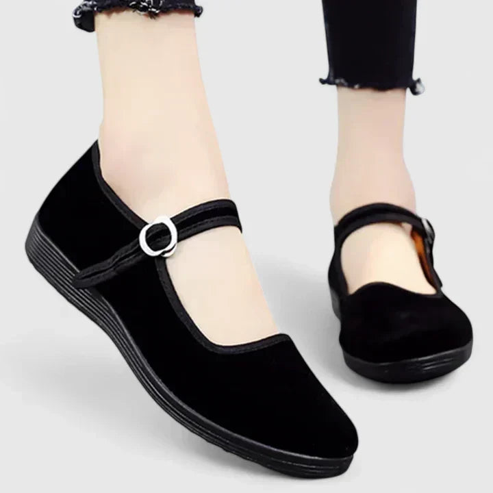 Emma | Kvinders Flade Sko Forår Casual Velour Rem
