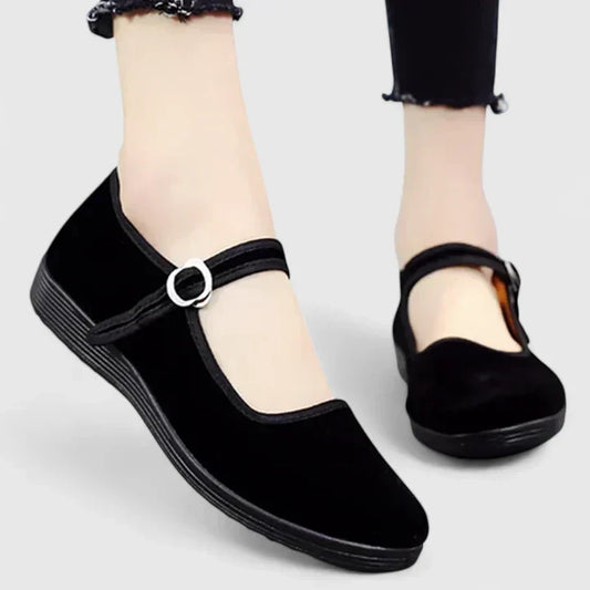 Emma | Kvinders Flade Sko Forår Casual Velour Rem