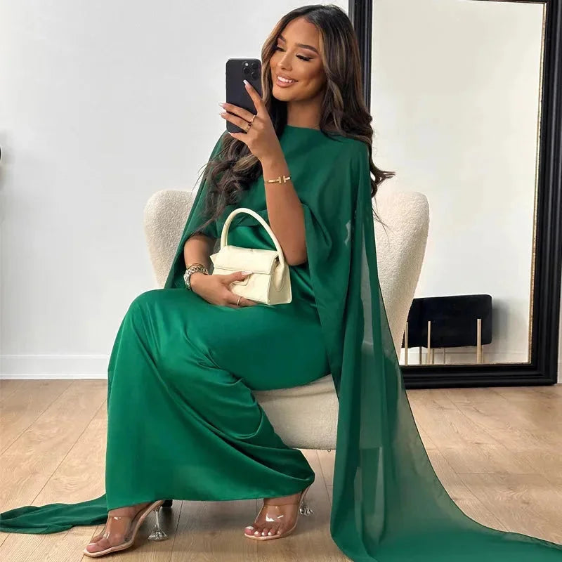 Amalia | Kvinders Cape Maxi Kjole til Bryllupsgæster