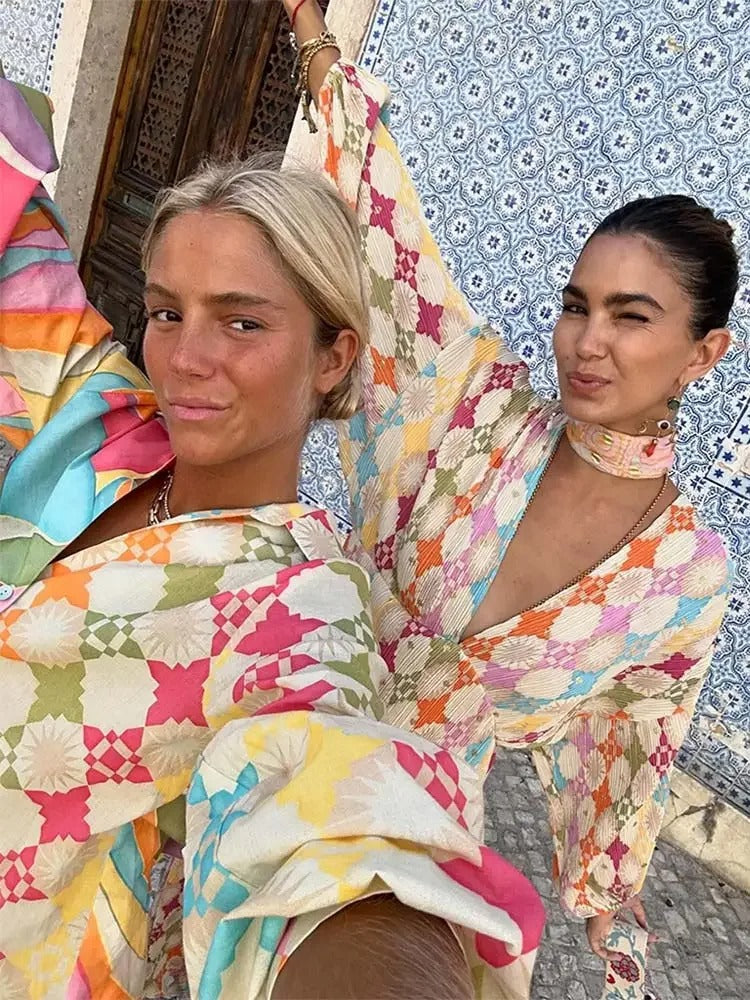 Anette | Dame Todelt Sæt Vinter Farverigt Fritid Mønster