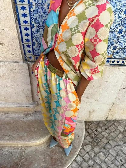 Anette | Dame Todelt Sæt Vinter Farverigt Fritid Mønster