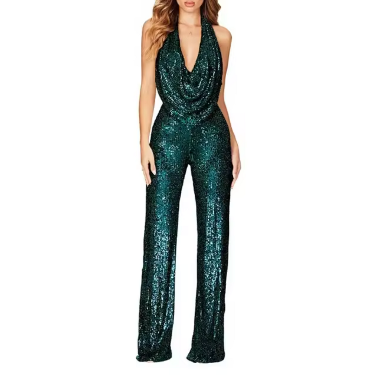 Elvira | Dame Paillet Halterneck Jumpsuit
